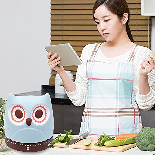 Temporizador de Cocina Temporizador Mecánico de 60 Minutos Temporizador de Diseño con Forma de Owl para Aprendizaje Hornear Ejercicios de Yoga (1 Paquete)