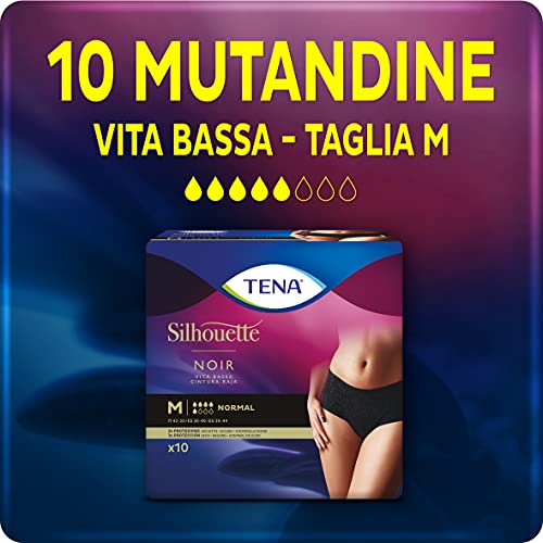 Tena - Tena Silhouette Noir - Bragas absorbentes desechables - Cintura baja - Talla M - Peso 430 gr