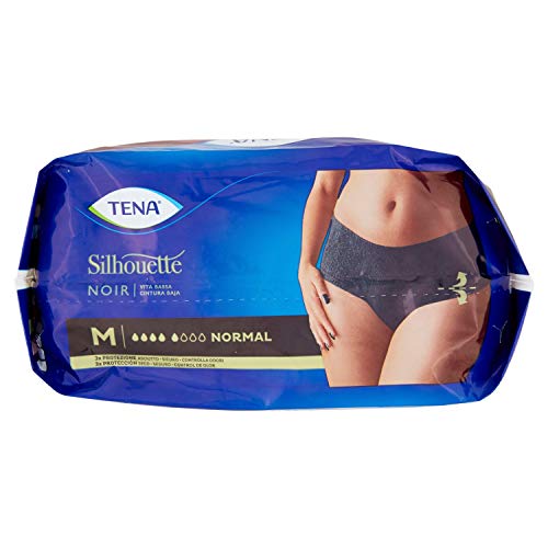 Tena - Tena Silhouette Noir - Bragas absorbentes desechables - Cintura baja - Talla M - Peso 430 gr