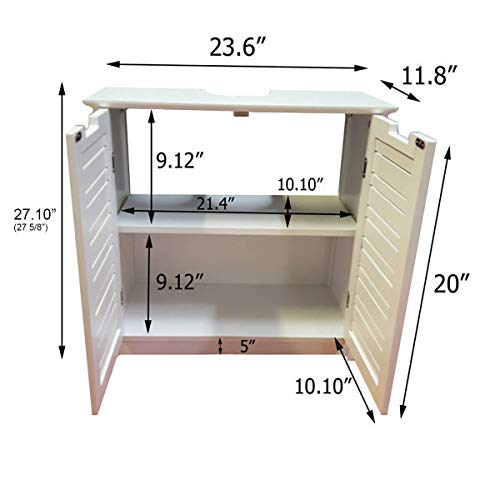 Tendance Mueble para Colocar Debajo del Lavabo Stockholm, 2 Puertas y 1 Estantería, Color Blanco/Roble, 60 x 30 x 70 cm