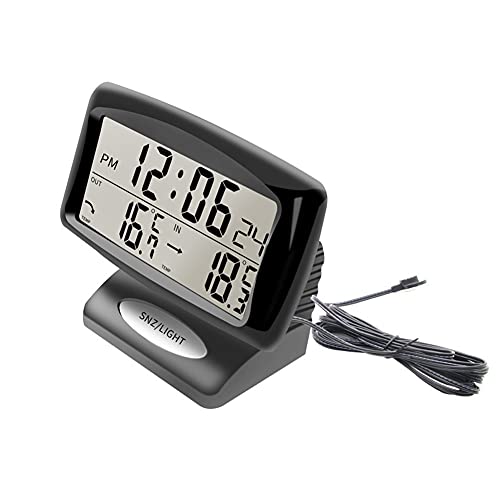 Termómetro digital para automóvil, retroiluminación Reloj digital para automóvil Reloj LCD para automóvil, Pantalla de temperatura interior y exterior