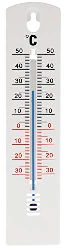 Termómetro Lantelme para exterior e interior de 20 cm hecho de plástico blanco y negro, analógico, desde -35 hasta 50 °C