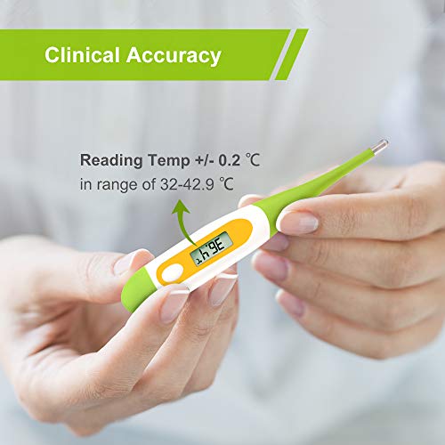 Termómetro oral rectal o axilar digital de Easy@Home para la medición de la temperatura corporal para bebés niños (verde)