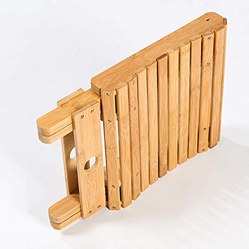 TETHYSUN Taburete plegable de bambú de 10.23 pulgadas, silla de ducha portátil de madera, taburete de ducha para adultos y niños con discapacidad para mujeres mayores (totalmente montado)