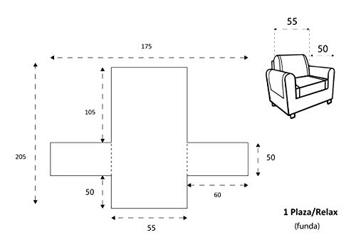 Textilhome - Funda Cubre Sofá Malu -1 Plaza - Relax - Protector para Sofás Acolchado Reversible. Color Marrón C/2