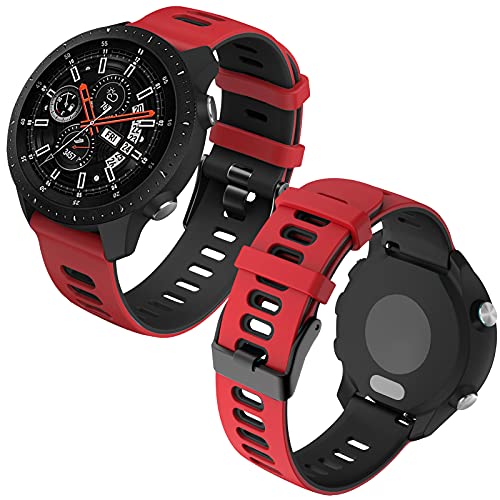 Th-some 22mm Repuesto de Correa para Samsung Galaxy Watch 3 (45mm)/Gear S3 Frontier/Classic/Galaxy Watch 46mm/Huawei GT/GT2 46mm, Banda de Reloj de Silicona Bicolor Ajustable (Negro rojo)