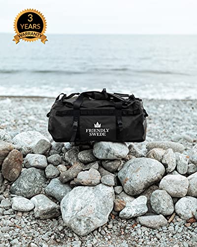 The Friendly Swede Duffel Bolsa de Viaje y Deporte Convertible en Mochila - Duffle Bag (Capacidad: 30l/ 60l/ 90l) (90L Negro)