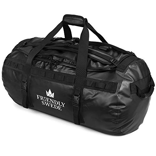 The Friendly Swede Duffel Bolsa de Viaje y Deporte Convertible en Mochila - Duffle Bag (Capacidad: 30l/ 60l/ 90l) (90L Negro)