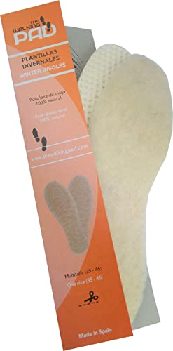 THE WALKING PAD - Plantilla 100% lana de oveja natural, talla 35 a 46 RECORTABLE. Te mantiene los pies calientes.