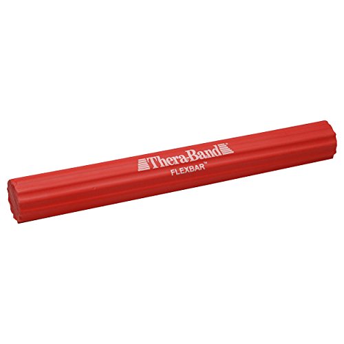 Theraband Flexbar, Terapia para Codo de Tenista, Lesiones Deportivas, Alivio Del Dolor y Mejora Del Agarre y la Fuerza, Barra de Resistencia Roja de Resistencia Media