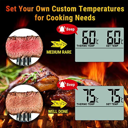 ThermoPro TP16 Termómetro digital de Cocina Carne Alimento para Barbacoa Horno Leche Parrilla con Temporizador y Alarma, la Sonda de Acero inoxidable