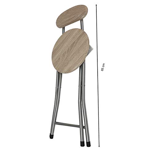 thesecrethome.es Silla Metal Plegable Base 2 uds Y Respaldo Madera ligera | diámetro 30cm x Alto 73cm | Silla Plegable Cocina Jardin Salon terraza camping jardin | Plegada ocupa poco espacio