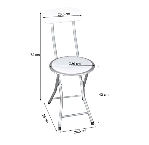 thesecrethome.es Silla Pleglable Acolchada - Silla de Metal - Asiento y Respaldo Acolchado (30 x 39 x 72 cm) (Blanco)