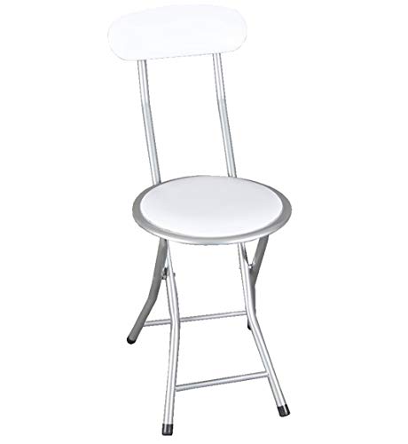 thesecrethome.es Silla Pleglable Acolchada - Silla de Metal - Asiento y Respaldo Acolchado (30 x 39 x 72 cm) (Blanco)