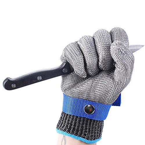 ThreeH Guantes de protección para el corte El cortar Rebanar Procesamiento de carne Guantes resistentes al corte de acero inoxidable GL09 L(Un guante)