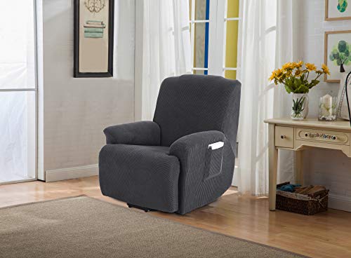 TIANSHU Funda de Sillón Relax Tejido Jacquard de poliéster y Elastano Fundas de sofá Suaves duraderas（Sillón Relax，Gris ）