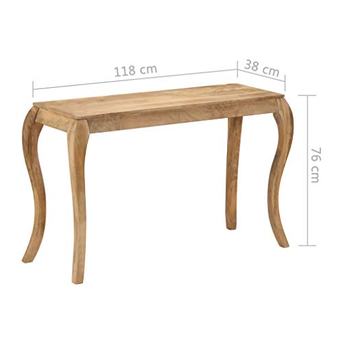 tidyard Mesa de Consola Mesa de Entrada Mesa Auxiliar Mesilla de Teléfono Aparador Tabla Alta para Dormitorio,Estilo Vintage,Patas Curvas,Madera Maciza de Mango 118x38x76cm