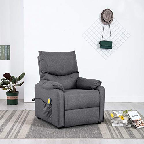 Tidyard Sillón reclinable butaca Sillón de Masaje reclinable de Tela Gris Claro