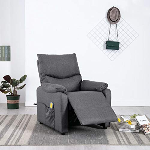 Tidyard Sillón reclinable butaca Sillón de Masaje reclinable de Tela Gris Claro