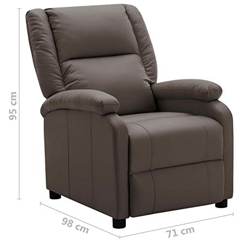 Tidyard Sillón Reclinable Sillón de Relax Reclinable Sofá Individual de Cuero Sintético Marrón 71 x 98 x 95 cm