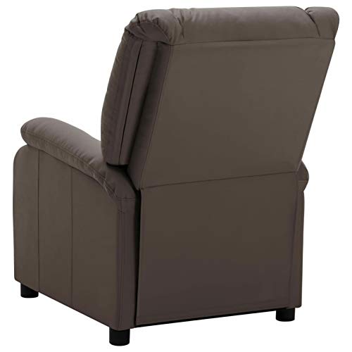 Tidyard Sillón Reclinable Sillón de Relax Reclinable Sofá Individual de Cuero Sintético Marrón 71 x 98 x 95 cm