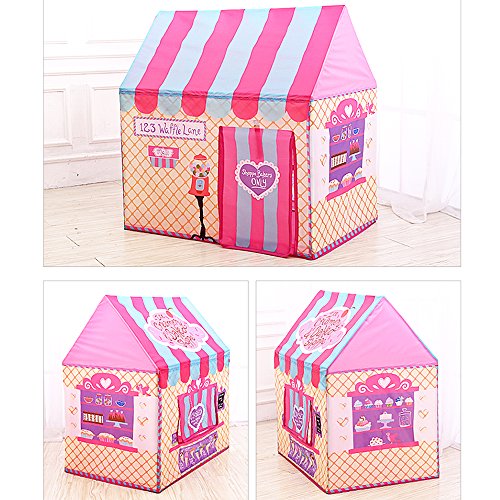 Tienda Campaña Infantil - Carpas para Niños Casa de Juegos para Niños Niñas Jugando Castillo Interior Cumpleaños al Aire Libre (Rosa)