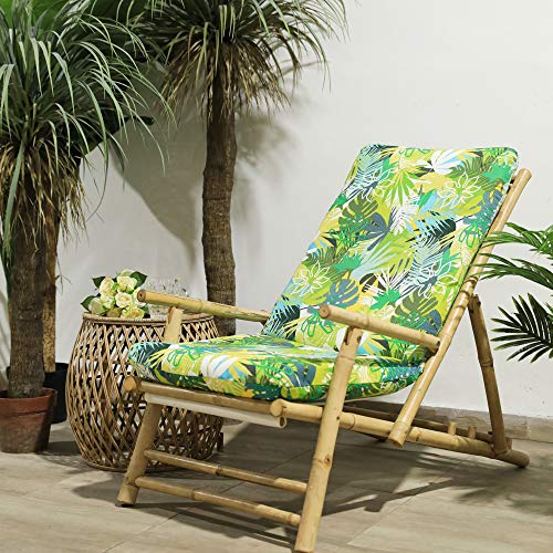 TIENDA EURASIA® Cojín para Tumbona de Jardín - Estampados Tropicales - Cojín Acolchado Relleno de Fibra - Medidas 120-180 x 50 x 10 cm - Ideal para tumbonas, sillas y hamacas. (Tropical 4, 120 cm)