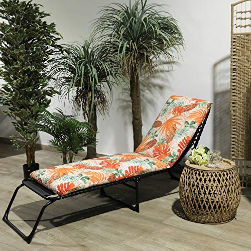 TIENDA EURASIA® Cojín para Tumbona de Jardín - Estampados Tropicales - Cojín Acolchado Relleno de Fibra - Medidas 120-180 x 50 x 8 cm - Ideal para tumbonas, sillas y hamacas. (Tropical 5, 180 cm)