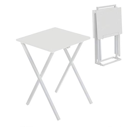 TIENDA EURASIA® Mesa Plegable Cocina - Juego de 2 Mesitas Auxiliares con Soporte - 40 x 33,50 x 51 cm (Blanca)