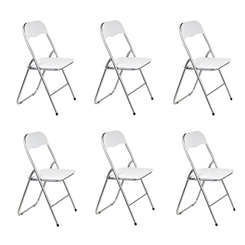 TIENDA EURASIA® Pack 6 Sillas Plegable de Aluminio con Respaldo y Asiento Acolchado en PVC Ideal para Cocina, Comedor, Salón, Dormitorio Medidas: 78x43,5x46 cm