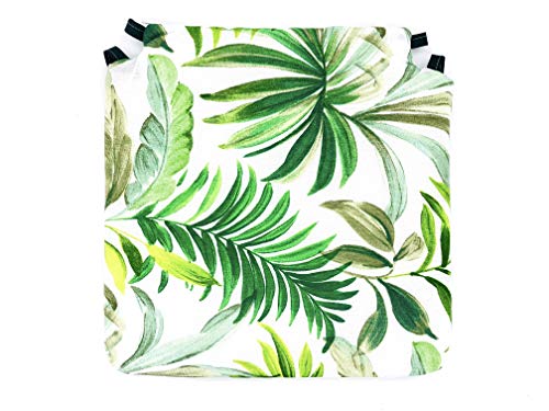 Tienda Eurasia - Pack de 4 Cojines para Sillas, Estampado Tropical Green, con 2 Correas de Sujeción. Apto para Interior - Exterior. Medidas 40x40cm