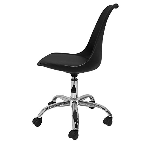 TIENDA EURASIA® Silla Moderna de Escritorio - Asiento de Polipropileno y Cojín Acolchado - Elevación Hidráulica (Negro)