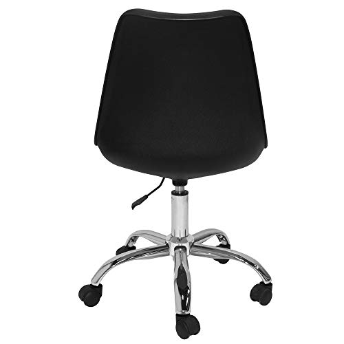 TIENDA EURASIA® Silla Moderna de Escritorio - Asiento de Polipropileno y Cojín Acolchado - Elevación Hidráulica (Negro)