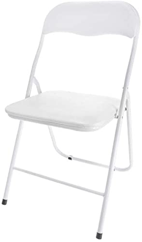 TIENDA EURASIA® Silla Plegable de Aluminio con Respaldo y Asiento Acolchado en PVC Ideal para Cocina, Comedor, Salón, Dormitorio Medidas: 78x43,5x46 cm (Blanco)