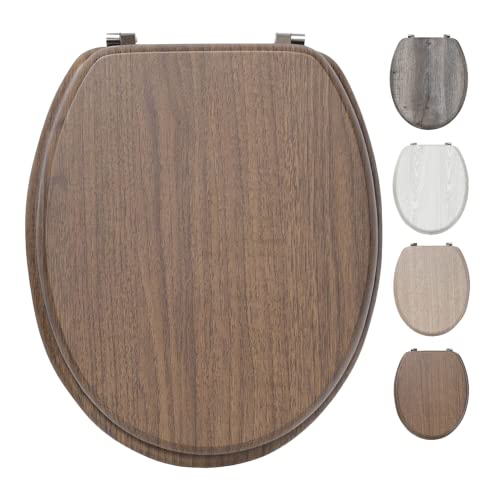 TIENDA EURASIA® Tapa de WC Universal - Diseño Efecto Madera - Tapa Fabricada en MDF con Bisagras de Acero Inoxidable - Medida 43,5 x 37,5 cm (4109675 - Acacia)