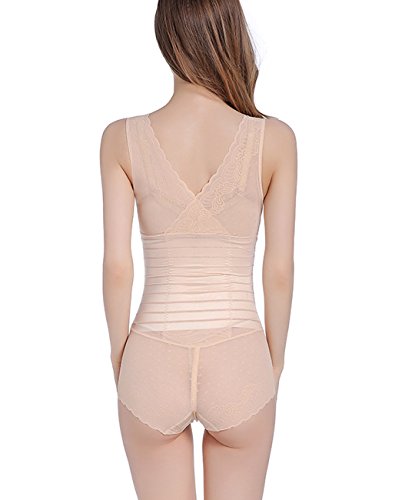 TieNew Mujer Fajas Para Disimular Barriga Postparto Body Reductor Bustier Elástica Slimming Shapewear cómodo y ligero Corsé, Mujers Moldeadora Elástica Slimming Shapewear Borde de encaje Corsé siamés