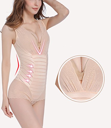 TieNew Mujer Fajas Para Disimular Barriga Postparto Body Reductor Bustier Elástica Slimming Shapewear cómodo y ligero Corsé, Mujers Moldeadora Elástica Slimming Shapewear Borde de encaje Corsé siamés