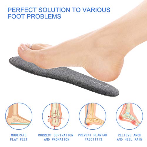 TIESTRA Plantillas Memory Foam, Plantillas Confort Amortiguadoras Cómodas y Flexibles para Trabajo, Deportes, Caminar, Senderismo