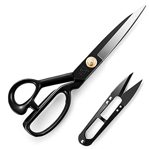 Tijeras de Corte y Confección de 25,4CM- Tijeras de Sastre de Tela Con Cuchillas Afiladas y Mango de Agarre Suave Para Cortar Telas, Cuero, Material, Ropa (Negro)