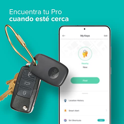 Tile Pro (2022) buscador de objetos Bluetooth, Pack de 1, Radio de búsqueda 120m, batería 1 año, compatible con Alexa, Google Smart Home, iOS, Android, Busca llaves, mandos a distancia y más, negro