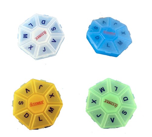 Times PASTILLERO SEMANAL 7 DIAS SEMANA HEPTAGONAL VIAJE HOGAR DISPENSADOR BRAILLE