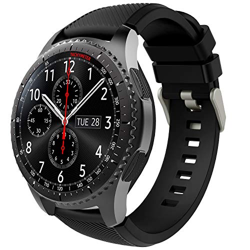 TiMOVO Correa de Reloj Compatible con Samsung Gear S3 Frontier/Galaxy Watch 3 45mm, Banda de Silicona Compatible con Huawei Watch GT2 Pro/GT 2e/GT 46mm/GT2 46mm/Ticwatch Pro 3 - Negro