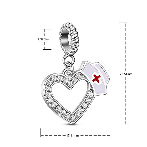 Tinysand - Abalorio con corazón y circonita (compatible con pulseras Pandora, S925)