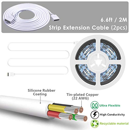 Tira de luces LED Conector, incluye Ángulo recto Conectores, 2 metros ligero Cable de extensión, 10mm Puentes de tira, 4 Pin Masculino Conectores, Accesorios para Bricolaje 5050 RGB Ligero (34 piezas)