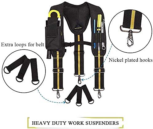 Tirantes de cinturón de herramienta,Cinturones de herramientas de electricista resistente,Bolsa de electricista con soporte lumbar para carpintero, electricista, plataforma de suspensión de trabajo