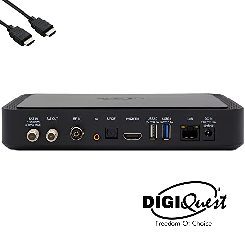 TiVuSat Tarjeta 4K UHD activada + DIGIQuest Q60 Combo 4K H.265 S2+T2 HEVC Set-Top Box, receptor TiVuSat certificado con tarjeta, reproductor multimedia, WebRadio, USB PVR, EasyMouse HDMI