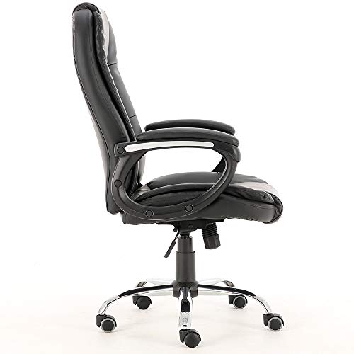 TLV SD-0C110 Silla de Oficina Sillon Director Escritorio Acolchado Giratoria Elevable Piel