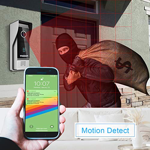 TMEZON Videoportero Wifi Sistema de intercomunicación,Monitor 1080P 7 zoll y timbre con cable para 1 familia, tecnología de 4 cables,Desbloqueo Remoto,visión Nocturna, instantánea/grabación,Tuya Smart