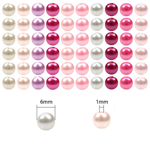 TOAOB 500 Piezas de Cuentas de Vidrio de 6 mm Abalorios de Cristal Tono Rosado Perlas de Imitación para Bisuteria Hacer Joyas Pulsera Collar