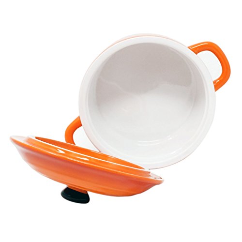 ToCi – Cacerolas con tapa | Mini cazuelas de horno de cerámica 300 ml | Moldes redondos de 10 x 5 cm de diámetro, naranja, rojo y en sets